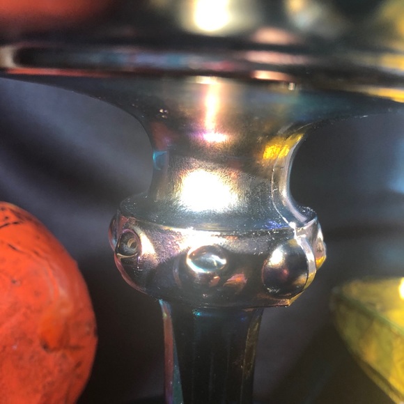 Carnival glass pedestal fruit bowl circa 1950 EUC - Picture 13 of 15